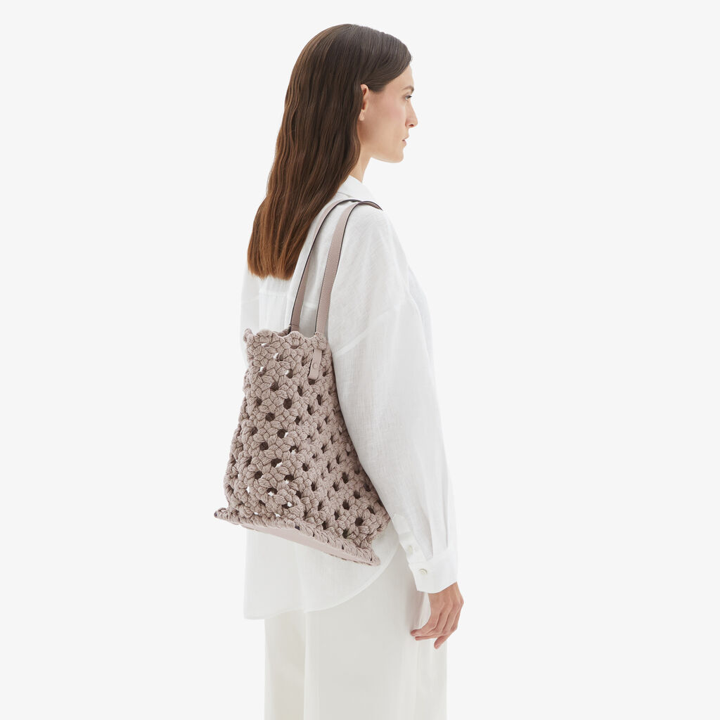 Valextra Borsa due manici da Donna in Tessuto Rosa intrecciato | Valextra Spedizione Gratuita