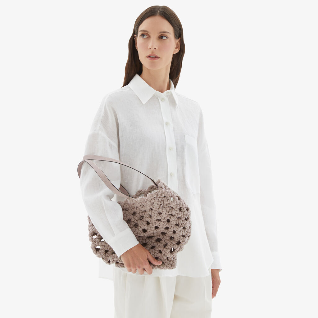Valextra Borsa due manici da Donna in Tessuto Rosa intrecciato | Valextra Spedizione Gratuita