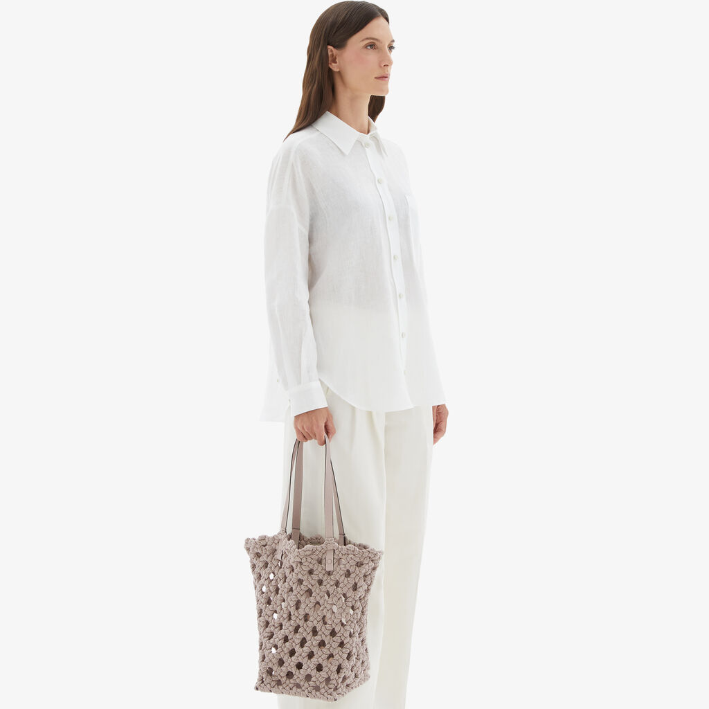 Valextra Borsa due manici da Donna in Tessuto Rosa intrecciato | Valextra Spedizione Gratuita