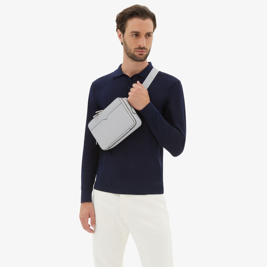Valextra Borsetta a tracolla Bum Bag in Pelle Grigia | Valextra V-Line Promozione Limitata