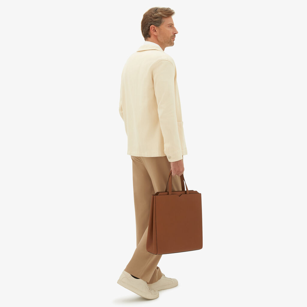 Valextra Borsa Shopping Uomo di Lusso in Pelle Marrone | Valextra V-Line Affare Del Giorno
