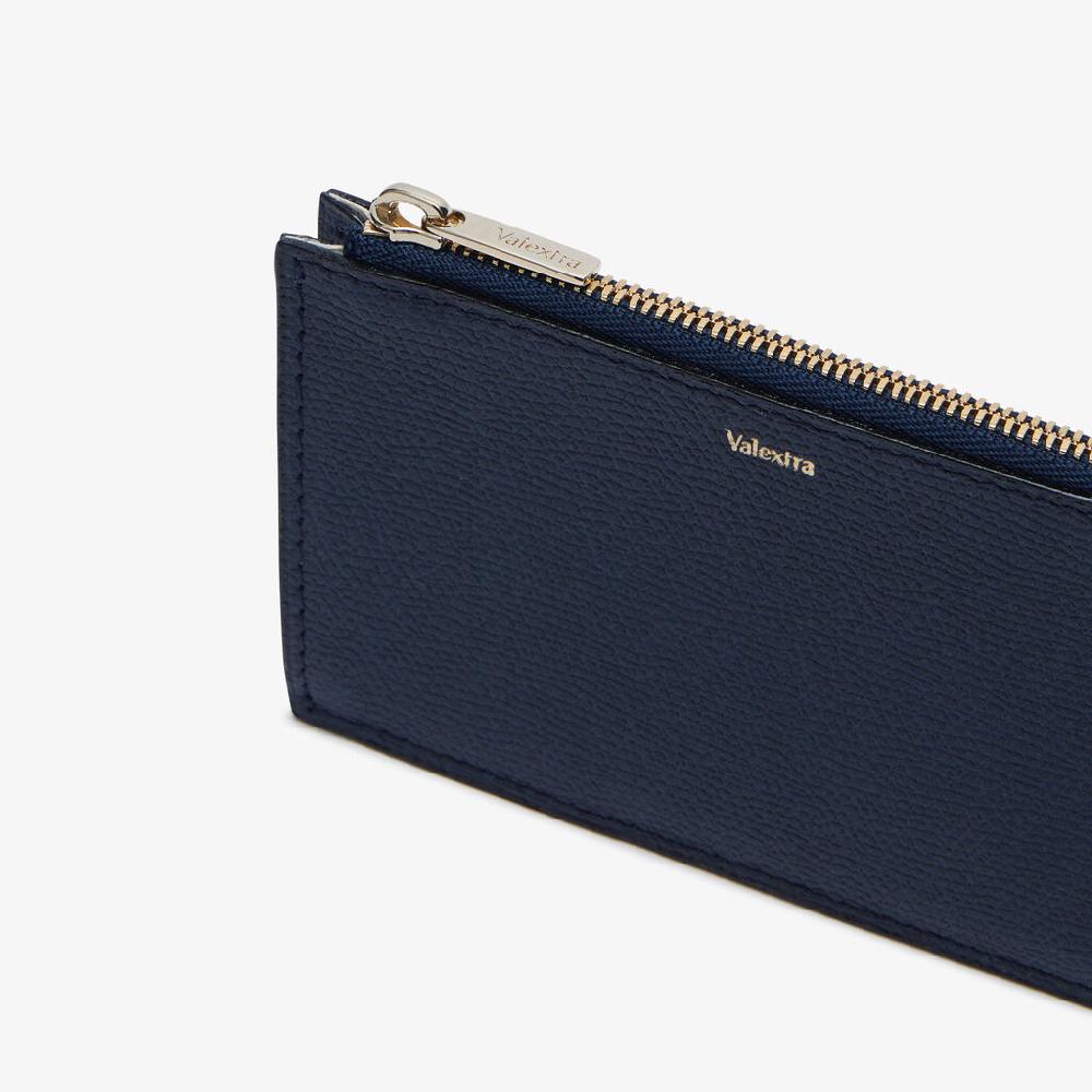 Valextra Porta carte da Uomo con zip di Lusso in Pelle Blu | Valextra Convenienza