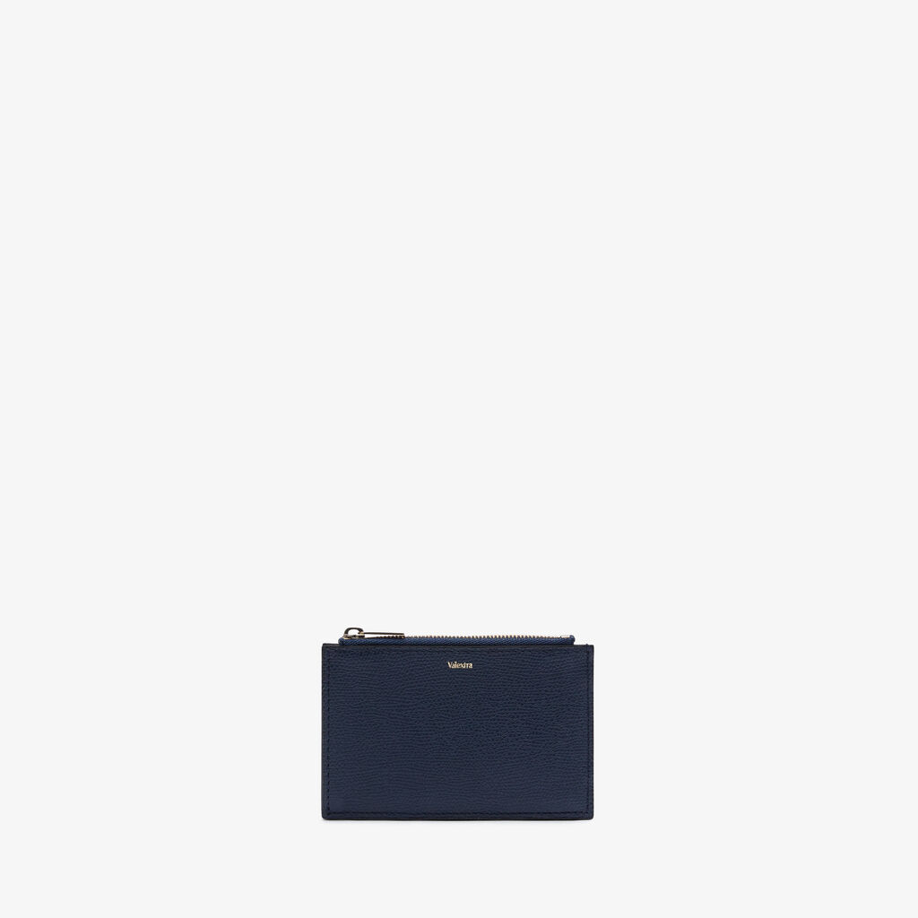 Valextra Porta carte da Uomo con zip di Lusso in Pelle Blu | Valextra Convenienza