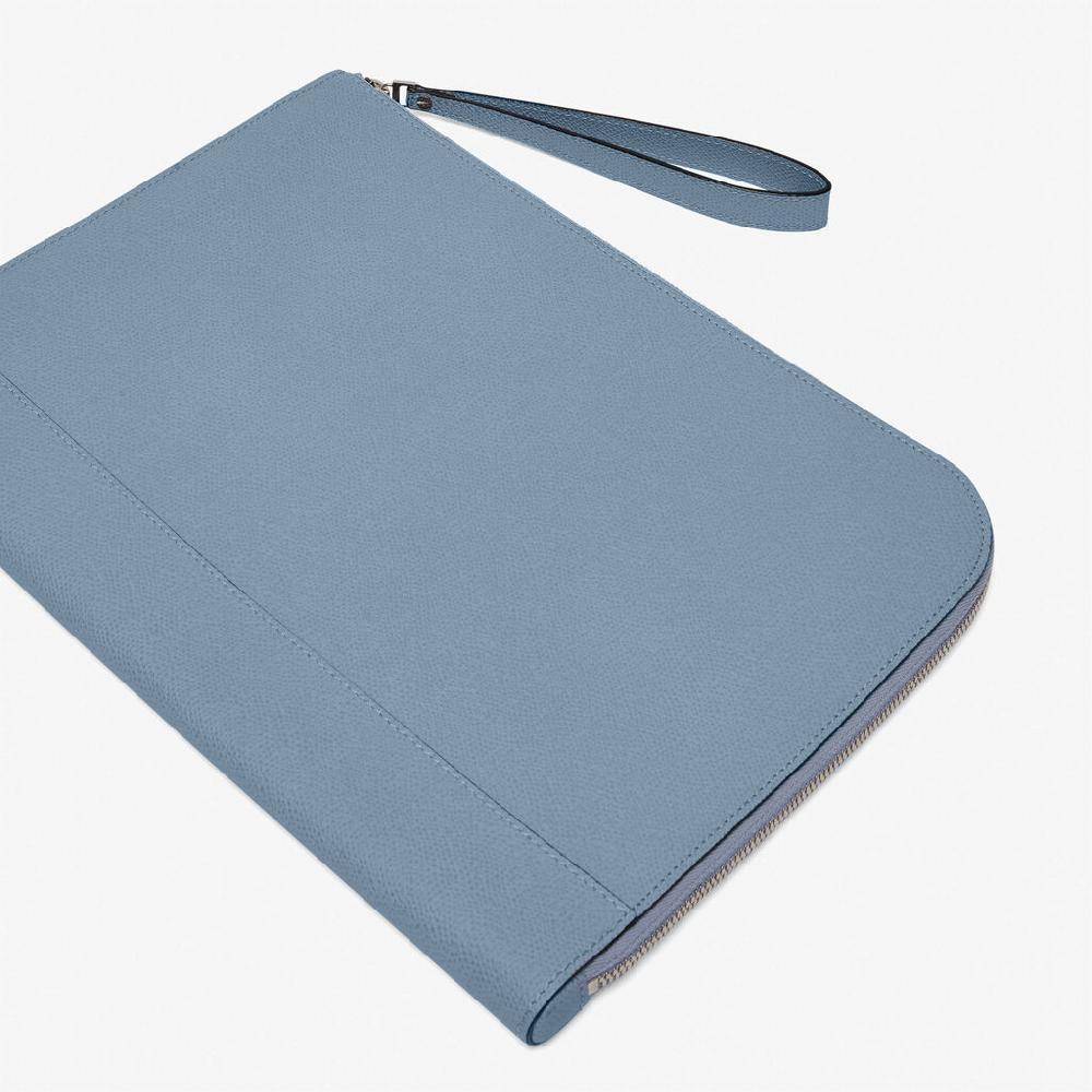 Valextra Pochette piatta portadocumenti in Pelle Azzurra | Valextra My Logo Presa