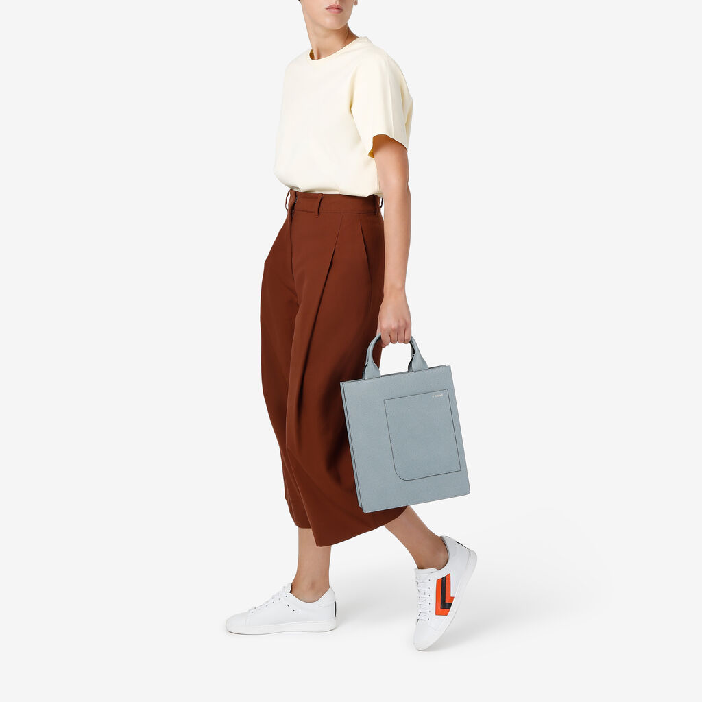 Valextra Tote bag Mini in Pelle Blu | Valextra Boxy Sconto