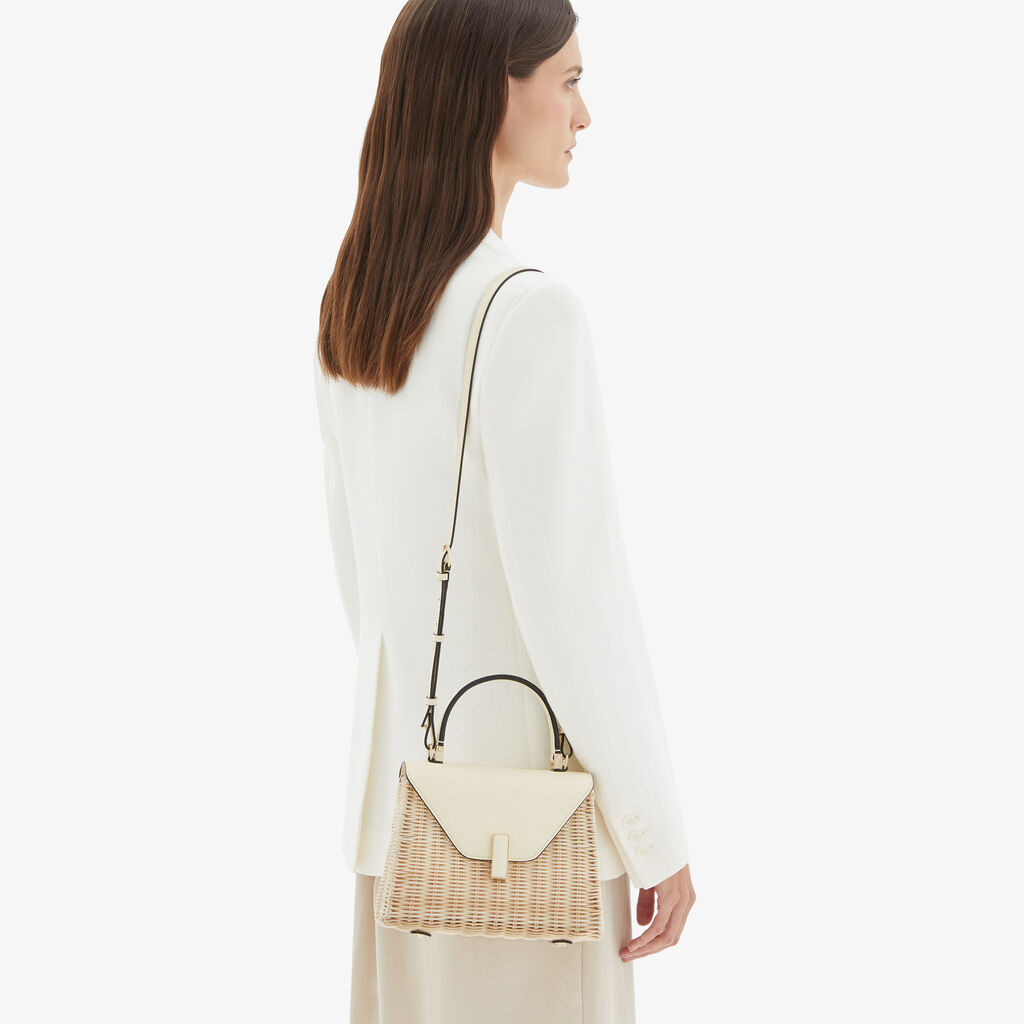 Valextra Borsa a mano Donna in Vimini e Pelle Bianca | Valextra Iside Saldi