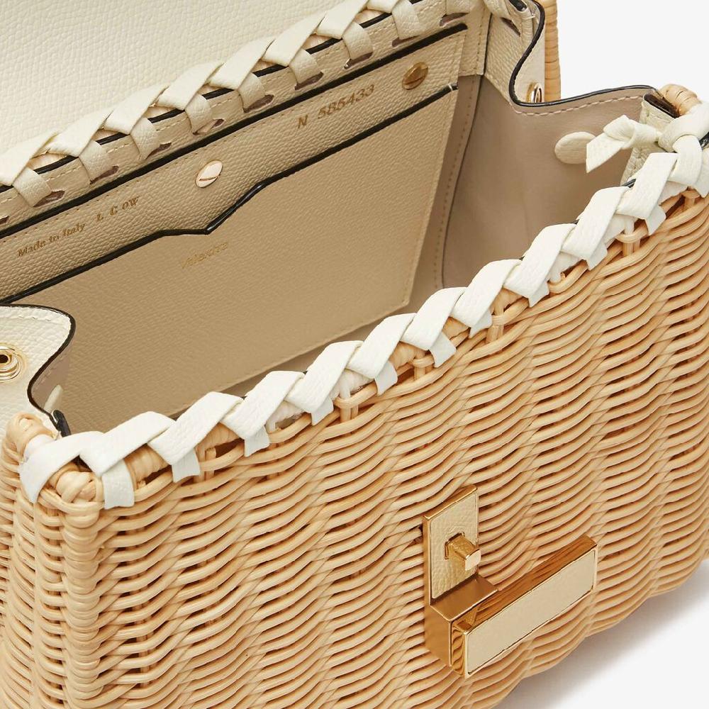 Valextra Borsa a mano Donna in Vimini e Pelle Bianca | Valextra Iside Saldi