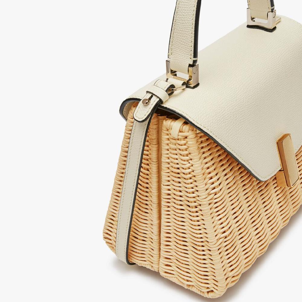 Valextra Borsa a mano Donna in Vimini e Pelle Bianca | Valextra Iside Saldi