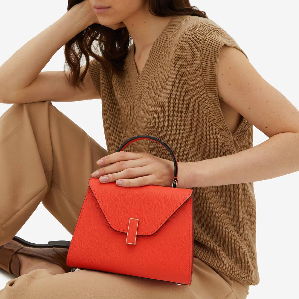 Valextra Borsa a mano Mini in Pelle Rossa Papavero | Valextra Iside Offerte
