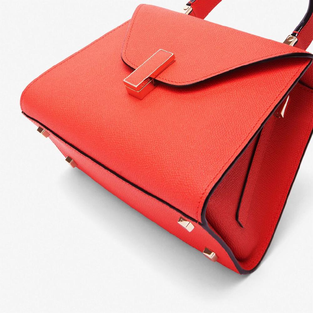Valextra Borsa a mano Mini in Pelle Rossa Papavero | Valextra Iside Offerte