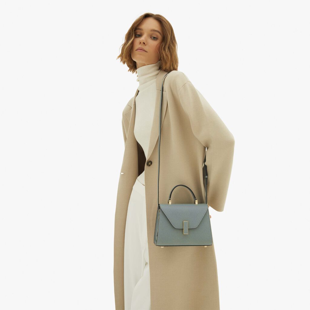Valextra Borsa a mano Micro in Pelle Blu | Valextra Iside Vendita Calda