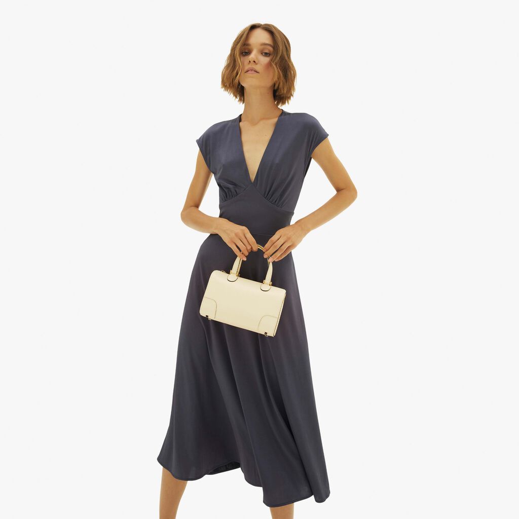 Valextra Borsa bauletto compatta in Pelle Bianca | Valextra Babila Saldi Di Fabbrica