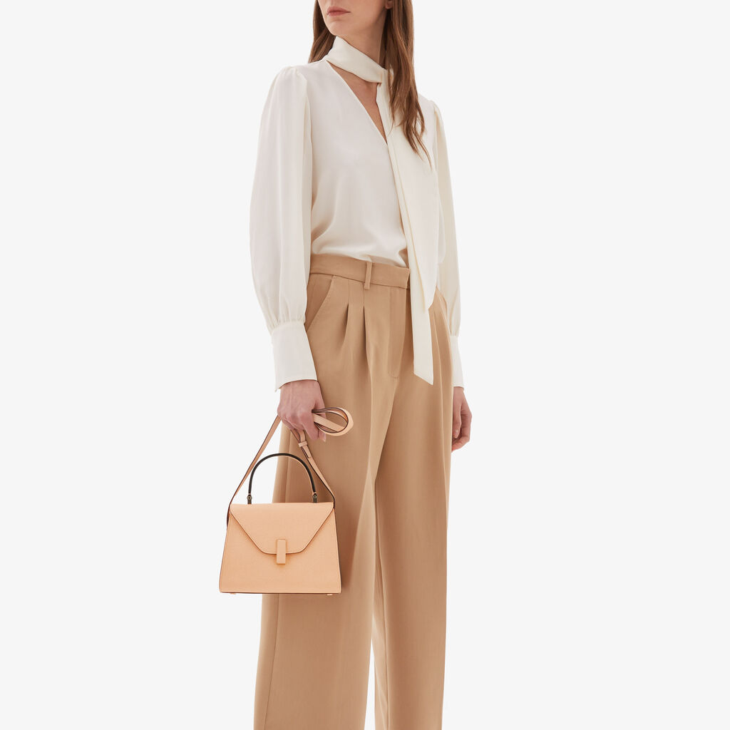 Valextra Borsa a mano Mini in Pelle Rosa Cipria | Valextra Iside Nuova