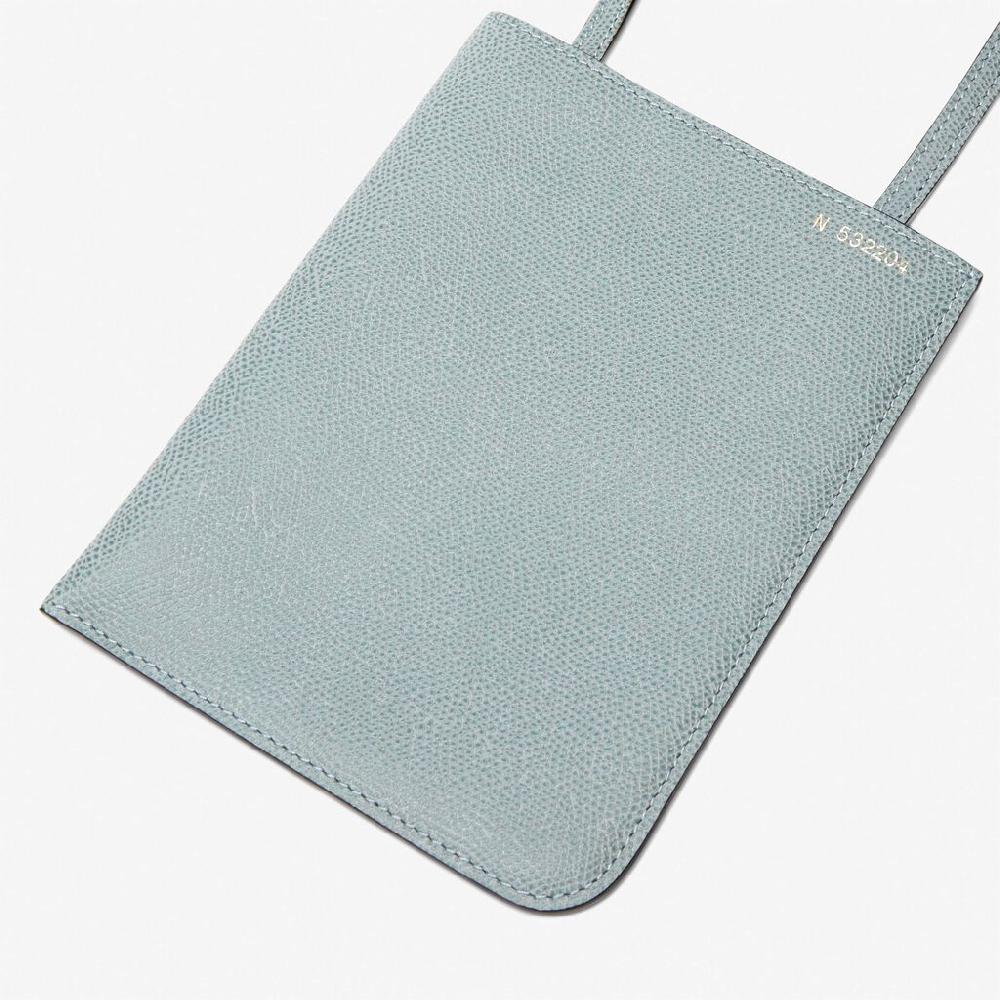 Valextra Portadocumenti a tracolla in Pelle Azzurra cerulea | Valextra Soft Lightning offer