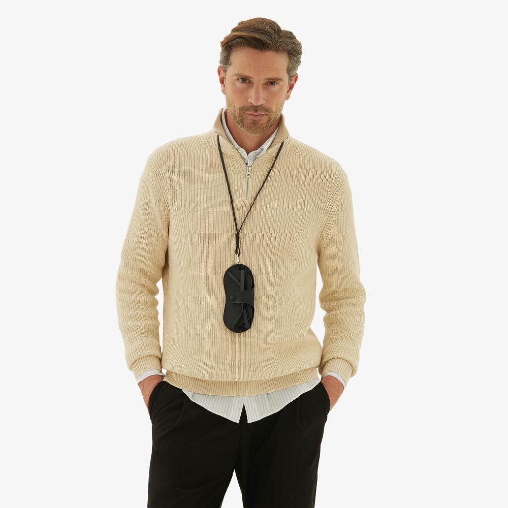 Valextra Custodia per occhiali in Pelle Nera con tracolla | Valextra Liquidazione