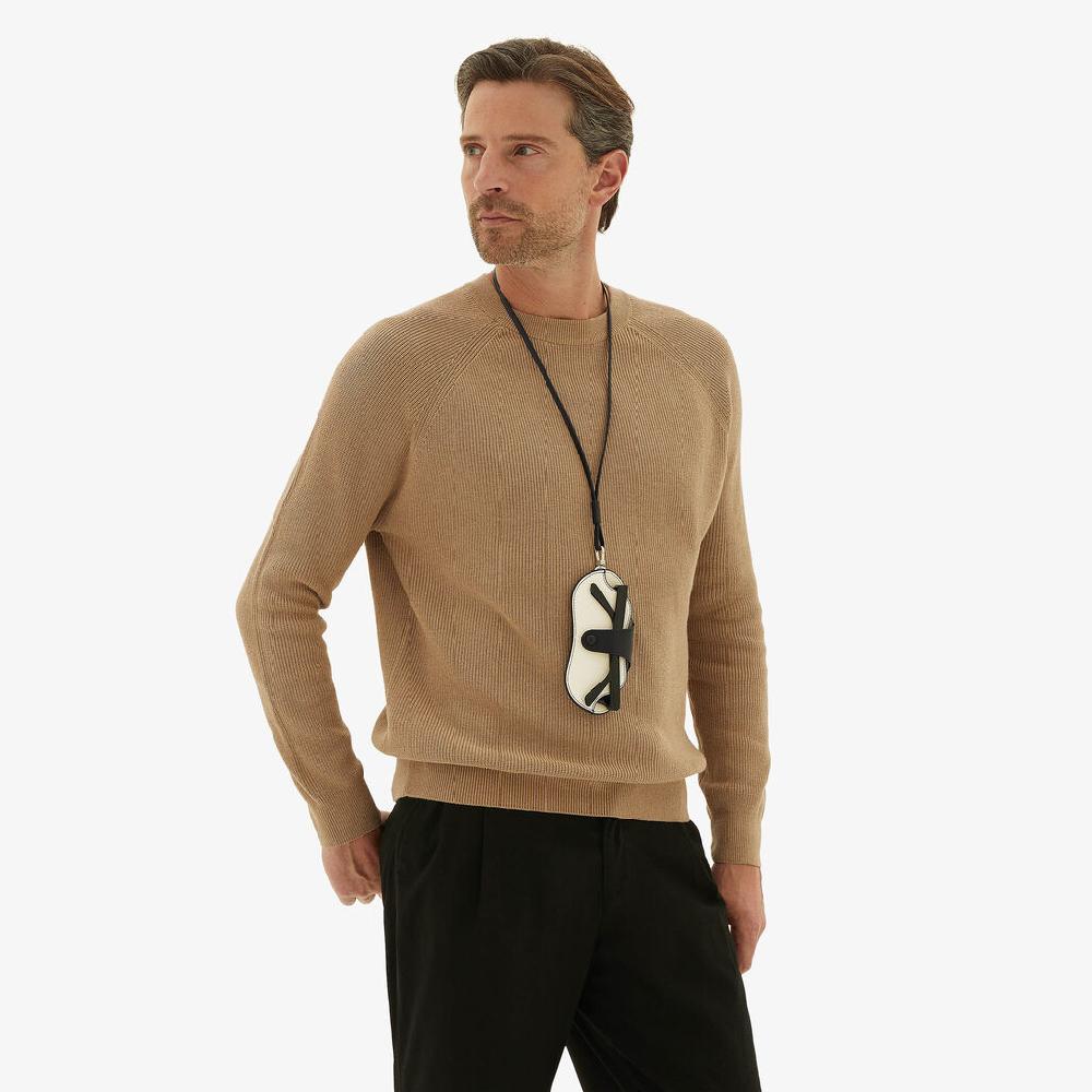 Valextra Porta occhiali in Pelle Bianca e Nera con tracolla | Valextra Comprane uno, ottenene uno gratis