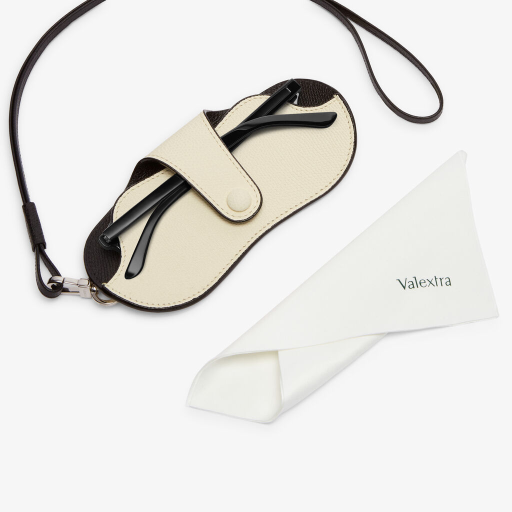 Valextra Custodia occhiali di Lusso in Pelle Bianca e Nera | Valextra Offerte giornaliere