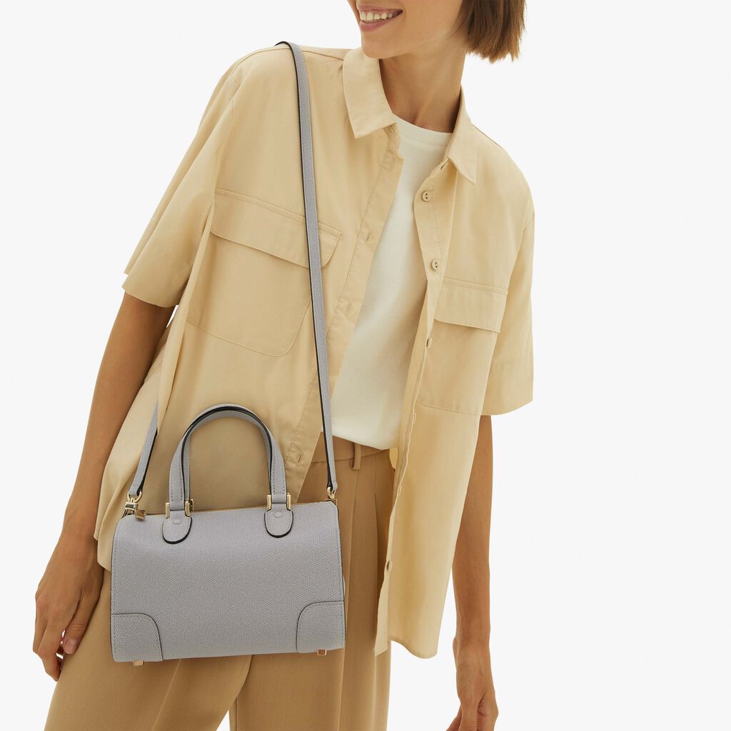 Valextra Borsa a mano in Pelle Grigia con tracolla | Valextra Babila Sconti VIP