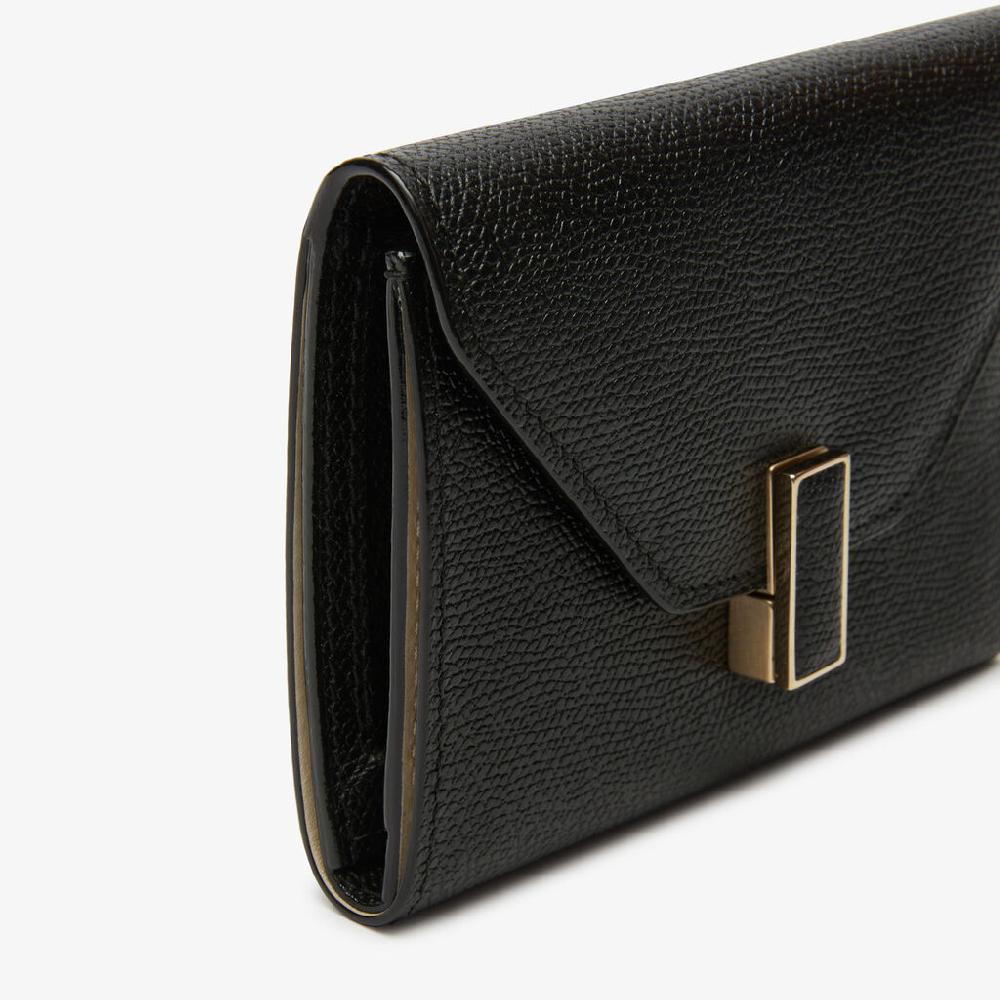 Valextra Portafoglio piccolo trifold in Pelle Nera | Valextra Iside Promozione temporanea