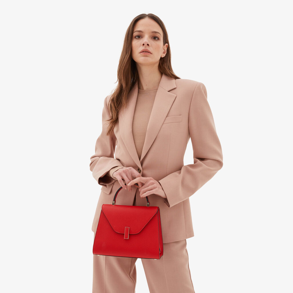 Valextra Borsa a mano Media da Donna in Pelle Rossa | Valextra Iside Offerta speciale della fabbrica