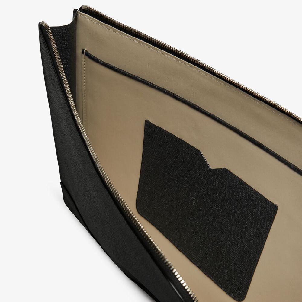 Valextra Busta portadocumenti in Pelle Nera | Valextra My Logo Sostegno trimestrale