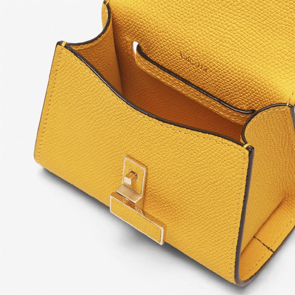 Valextra Borsa cintura piccola in Pelle Gialla con tracolla | Valextra Iside Qualità