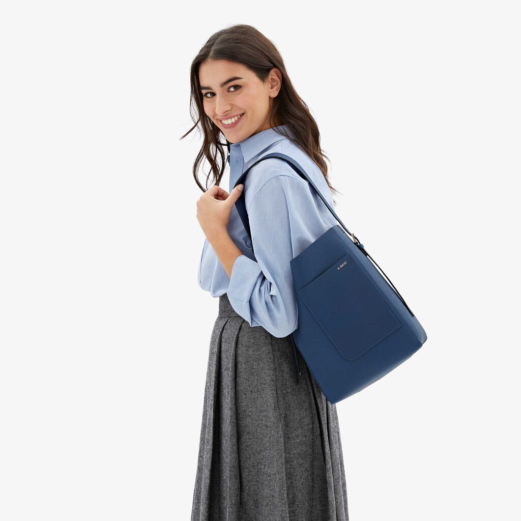 Valextra Borsa a secchiello da Donna in Pelle Blu Zaffiro | Valextra Soft Soddisfazione Garantita