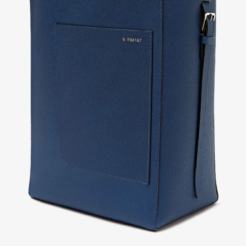 Valextra Borsa a secchiello da Donna in Pelle Blu Zaffiro | Valextra Soft Soddisfazione Garantita