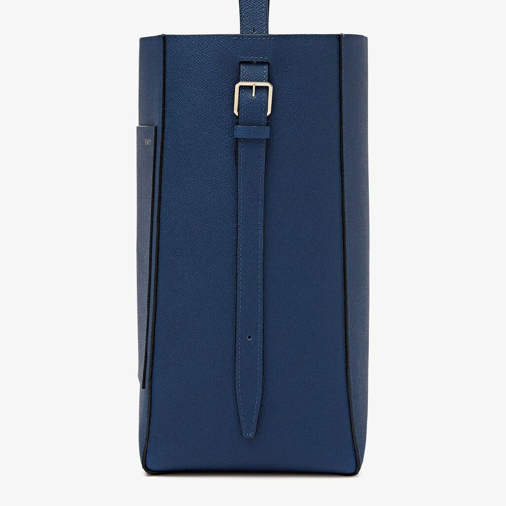 Valextra Borsa a secchiello da Donna in Pelle Blu Zaffiro | Valextra Soft Soddisfazione Garantita