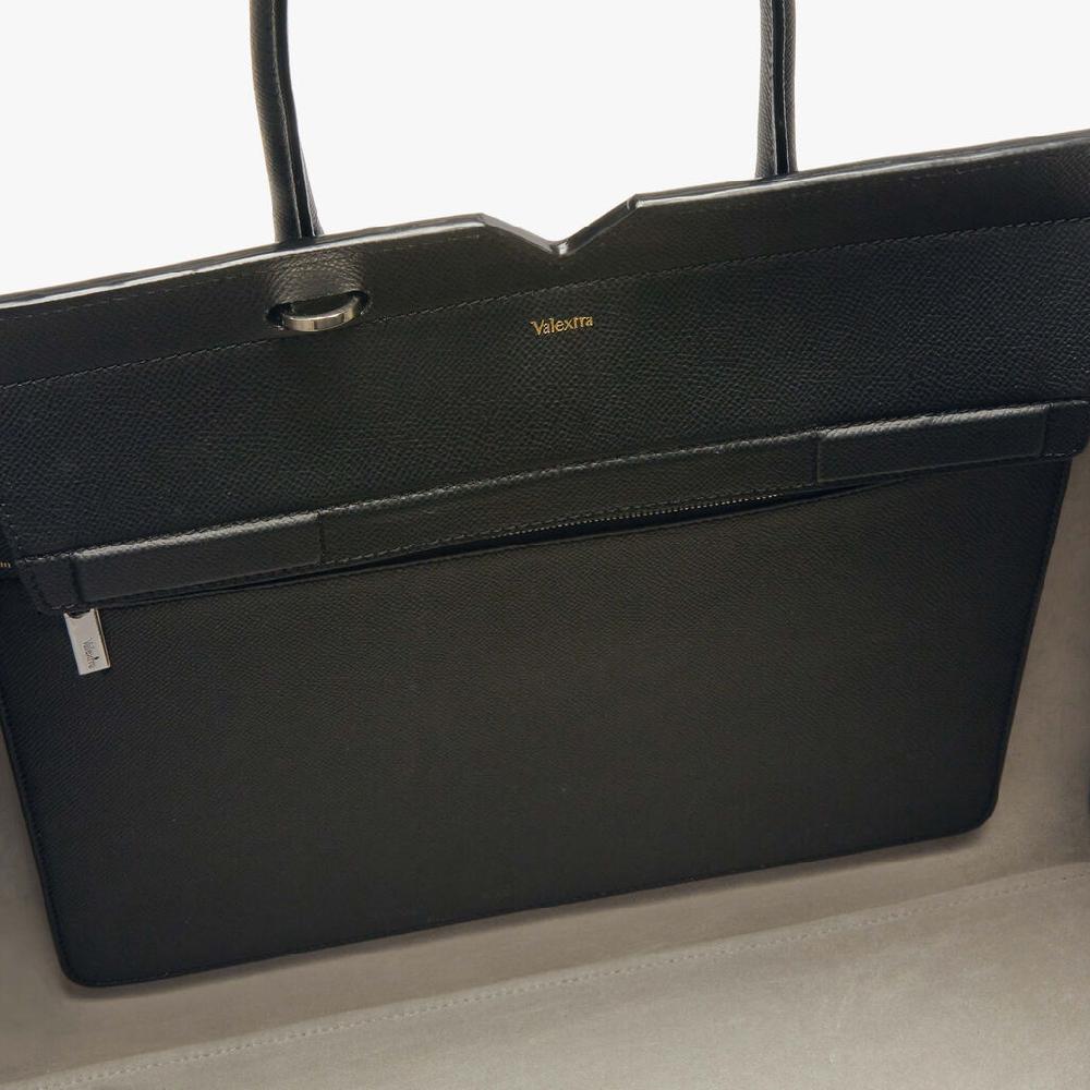 Valextra Borsa due manici grande da Donna di Lusso in Pelle Nera | Valextra Qualità Garantita