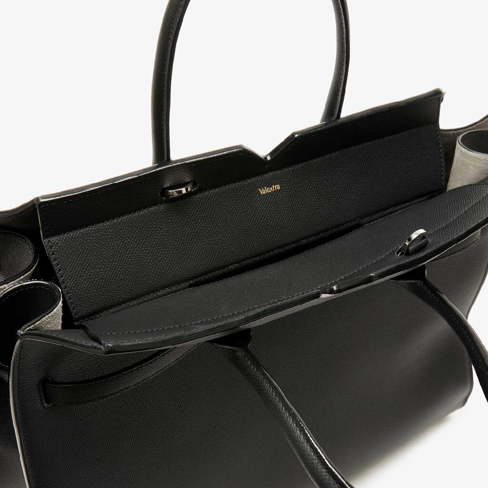 Valextra Borsa due manici grande da Donna di Lusso in Pelle Nera | Valextra Qualità Garantita