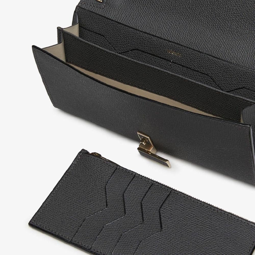 Valextra Portafoglio grande in Pelle Grigia con zip | Valextra Iside Presa