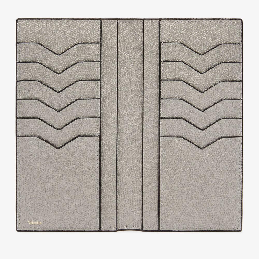 Valextra Portafoglio bifold verticale in Pelle Grigio chiaro | Valextra Sconto di tempo limitato