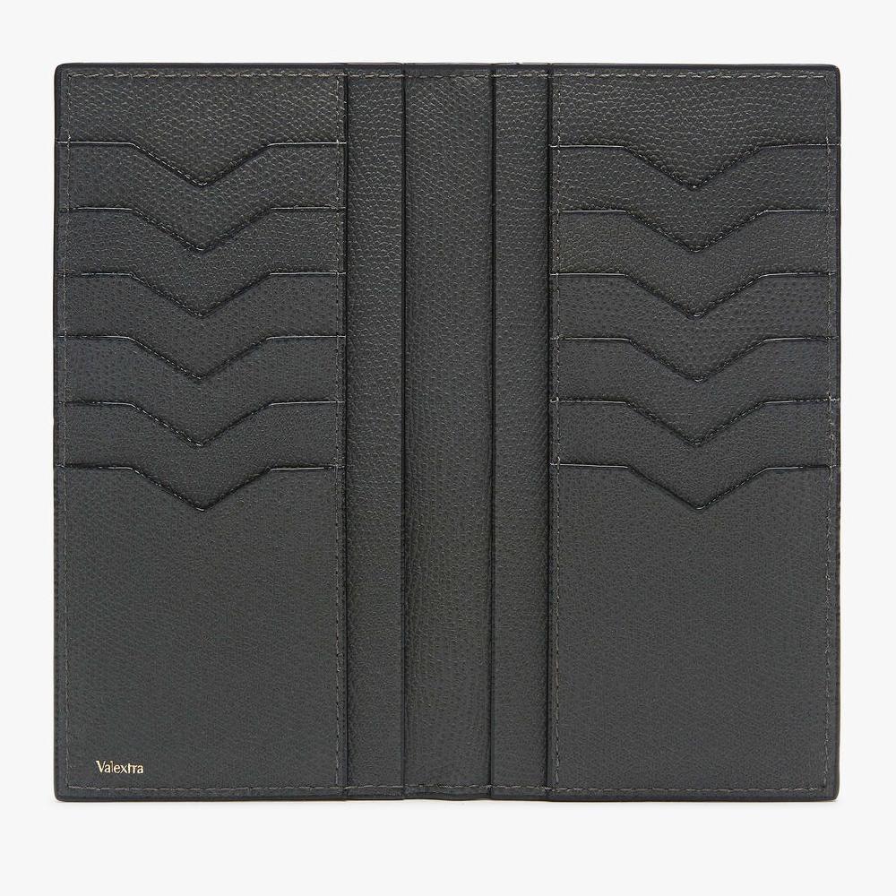 Valextra Portafoglio verticale bifold in Pelle Grigia | Valextra Negozio online di fabbrica