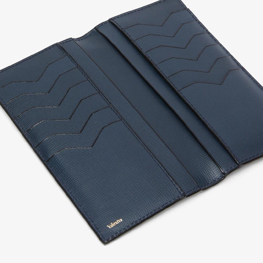 Valextra Portafoglio verticale Bifold in Pelle Blu | Valextra Comprare a buon mercato