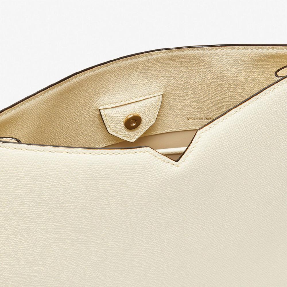 Valextra Borsa a spalla Media in Pelle Bianca | Valextra Hobo Shopping online