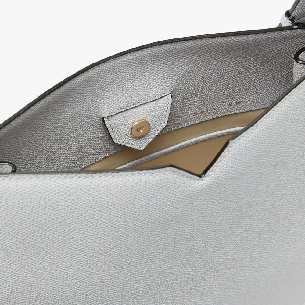 Valextra Borsa tonda da Donna in Pelle Grigia con tasche | Valextra Hobo Offerta esclusiva