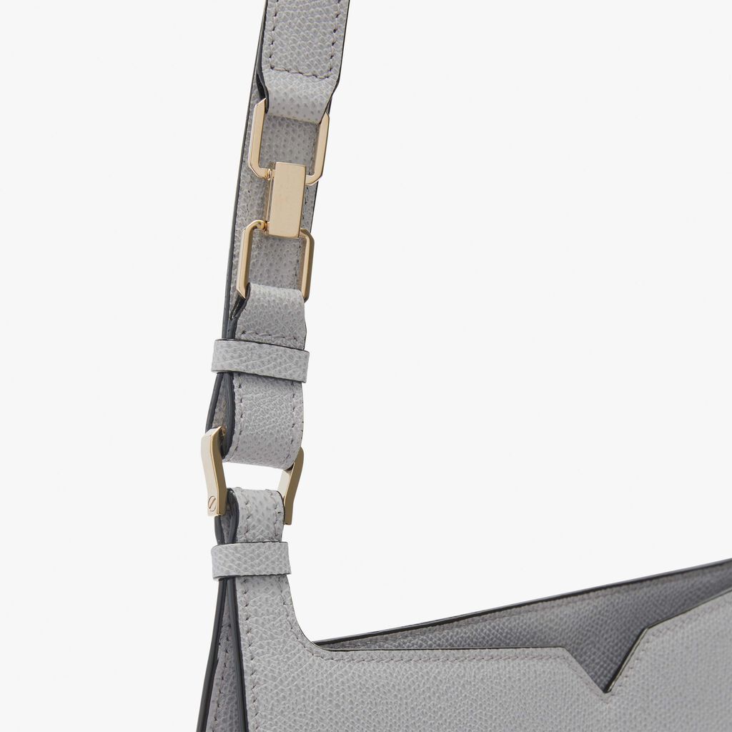 Valextra Borsa tonda da Donna in Pelle Grigia con tasche | Valextra Hobo Offerta esclusiva