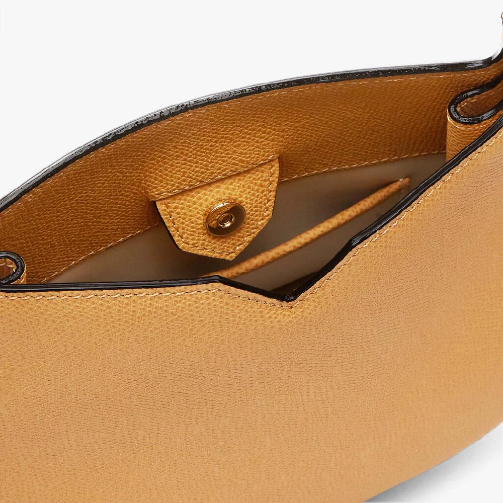 Valextra Borsa a spalla compatta in Pelle Gialla Ambra | Valextra Hobo Vendite stagionali