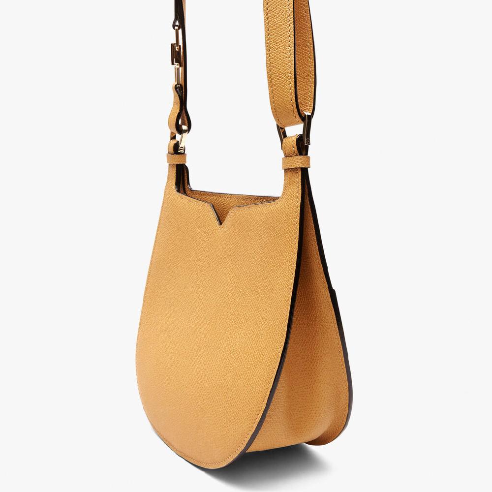 Valextra Borsa a spalla compatta in Pelle Gialla Ambra | Valextra Hobo Vendite stagionali