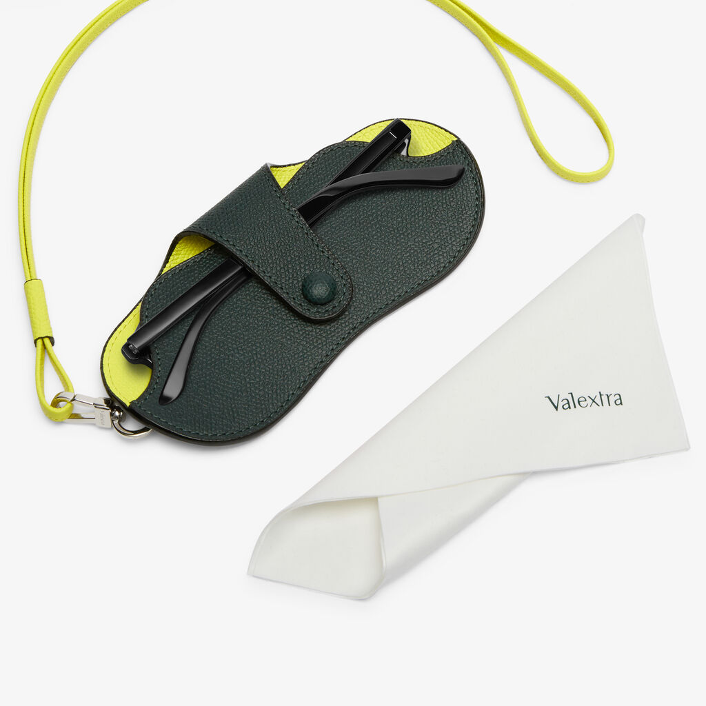 Valextra Custodia occhiali di Lusso in Pelle Verde e Gialla lime | Valextra Offerta Anniversario