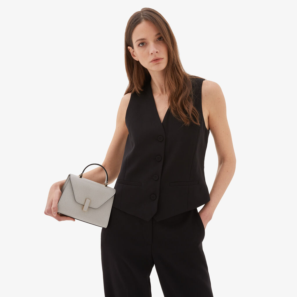 Valextra Borsa a mano Micro in Pelle Grigia | Valextra Iside Nuovi prodotti
