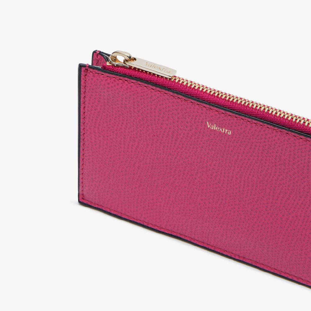 Valextra Porta carte da Donna con zip di Lusso in Pelle Rosa | Valextra Offerte stagionali