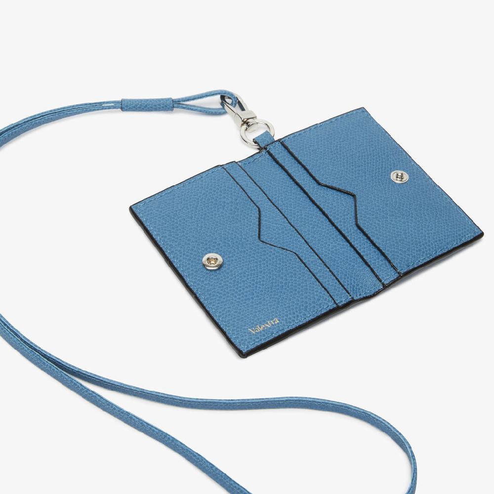 Valextra Porta carte con laccio da Donna in Pelle Azzurra | Valextra Comprane uno, ottenene uno gratis