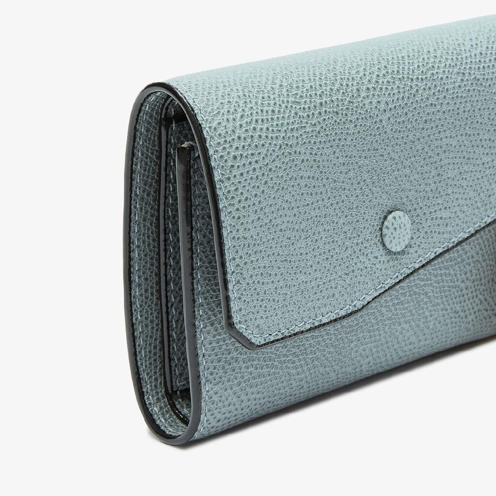 Valextra Portafoglio piccolo di Lusso in Pelle Azzurra | Valextra Pocket Sconti VIP
