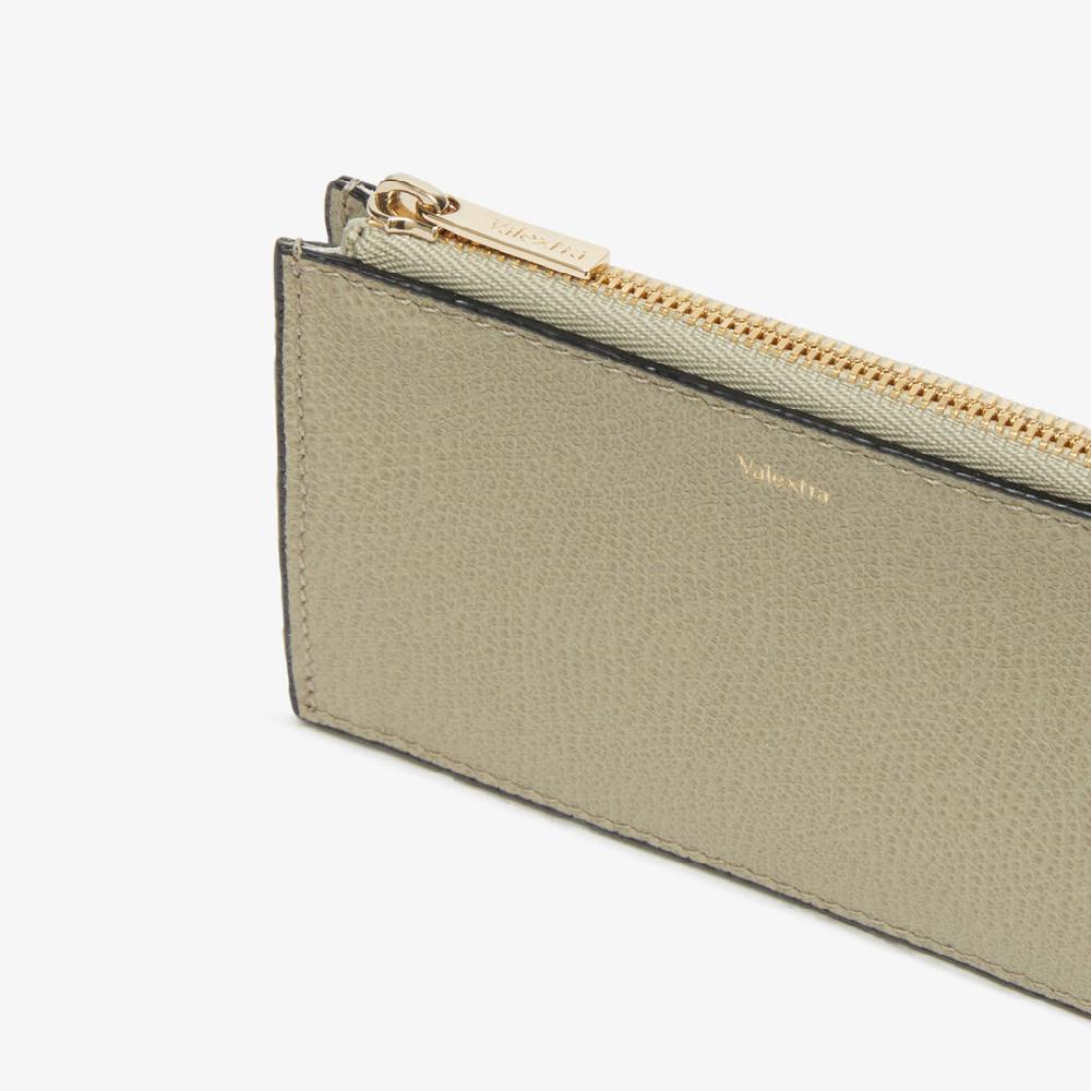 Valextra Porta carte di Lusso con zip in Pelle Verde tundra | Valextra Prezzo basso