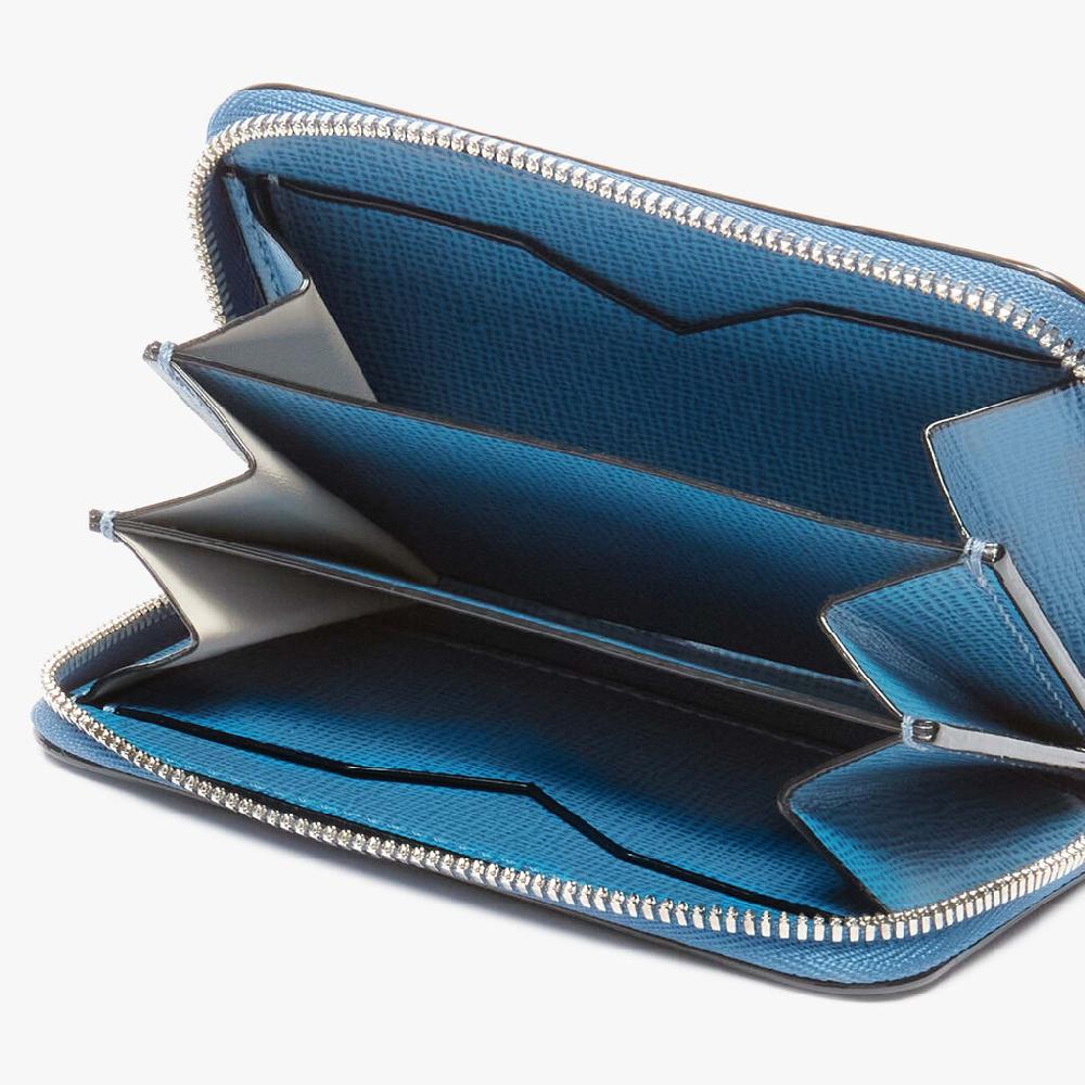 Valextra Porta carte di Lusso in Pelle Blu Cobalto | Valextra Zip Around Super Saving Price