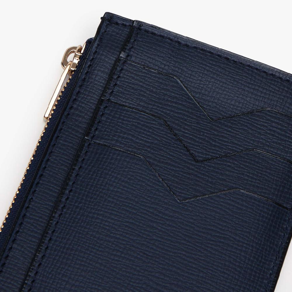 Valextra Porta Carte Con Cerniera in Pelle Blu di Lusso | Valextra Ultimo giorno