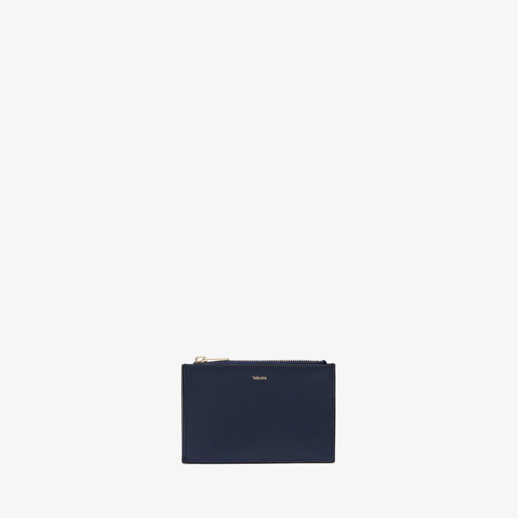 Valextra Porta Carte Con Cerniera in Pelle Blu di Lusso | Valextra Ultimo giorno