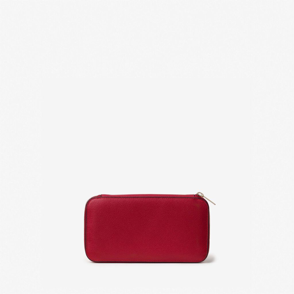 Valextra Portafoglio con zip in Pelle Rossa | Valextra Zip Around